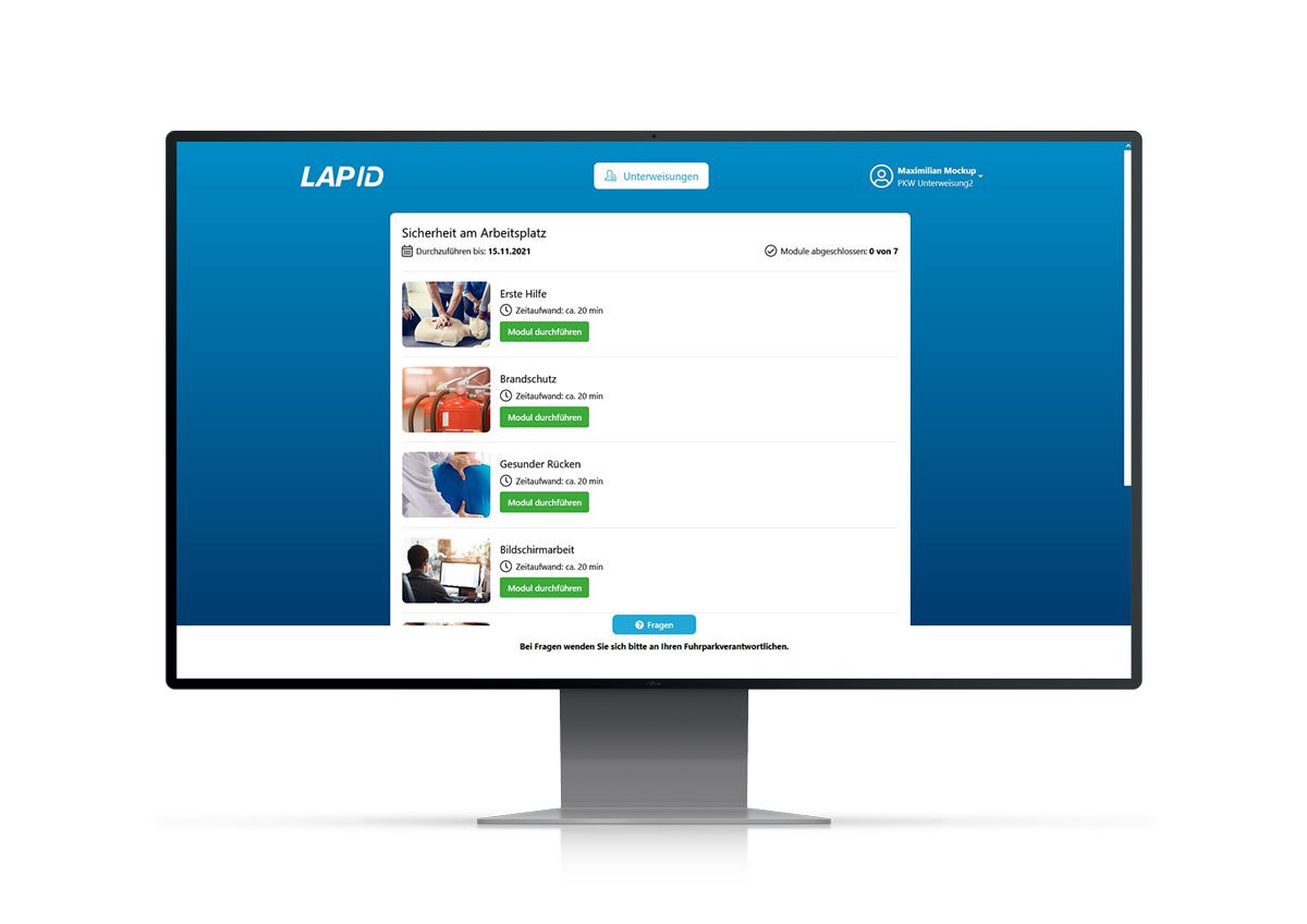 LapID Portal mit Arbeitsschutz-Unterweisungen