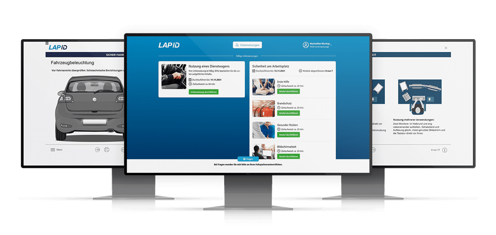 LapID Portal mit verschiedenen Unterweisungen